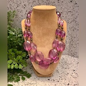 NY light purple 2 strand acrylic bead necklace